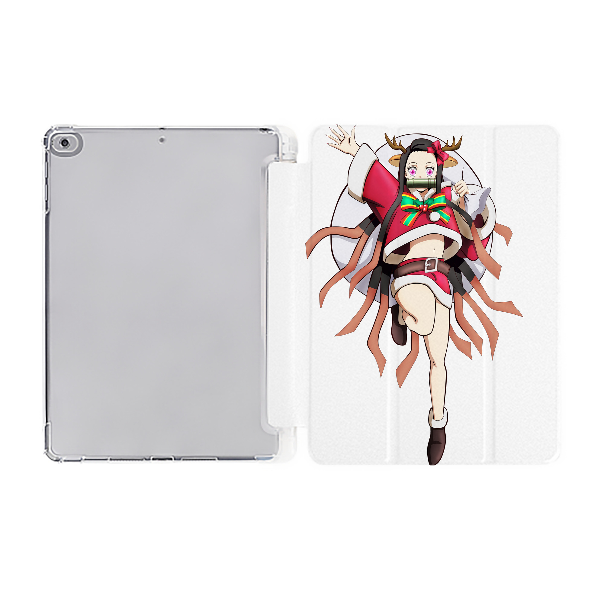 （画像用） 鬼滅の刃（きめつのやいば）竈門 禰󠄀豆子／かまど ねずこ Kamado Nezuko IPad ケース ペン収納付き 三つ折りスタンド PUレザー×シリコン 対応機種9.5/10.5/10.9インチ